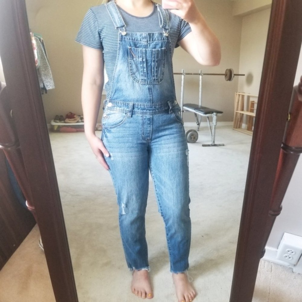 Kensie Jeans Distressed Overalls Jumpsuit Size 2